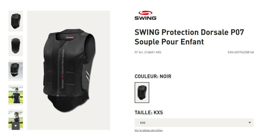 protection dorsale Swing